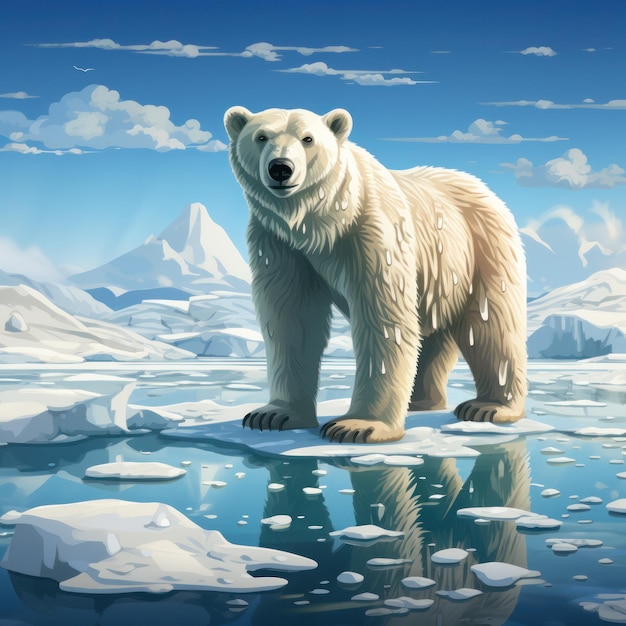 Cambio climático Un oso polar está de pie sobre un glaciar que se está derritiendo