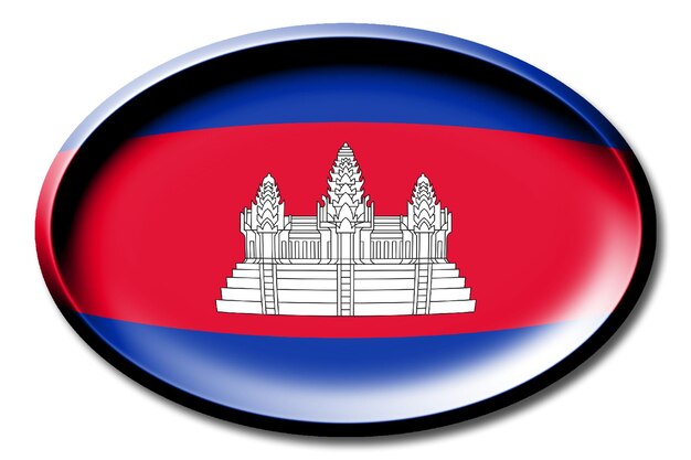 Camboja redonda bandeira do país no fundo branco