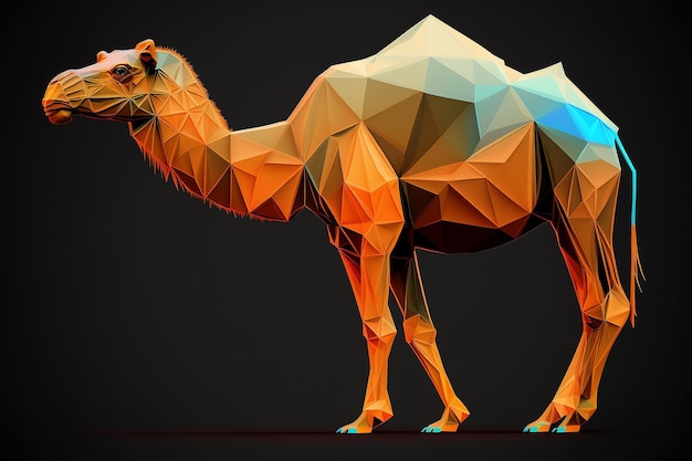 Camel geomatrick lowpoly canvas illustartion ai arte generado