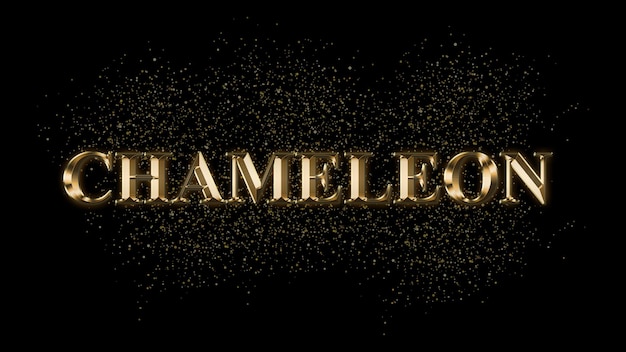 CAMELEON Efecto de texto de oro Texto de oro con chispas Texto chapado en oro Efecto de texto nombre del animal
