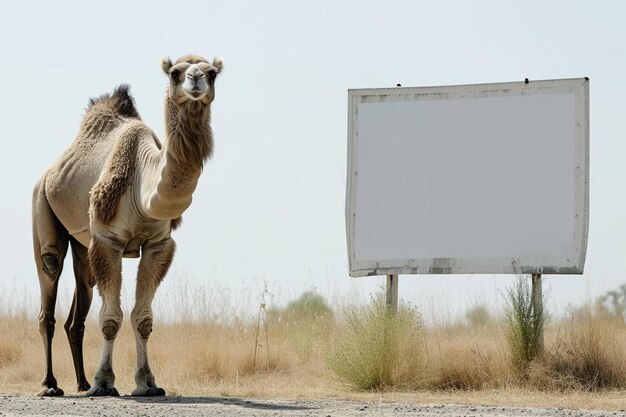 Foto un camello de pie en el medio de un camino de tierra