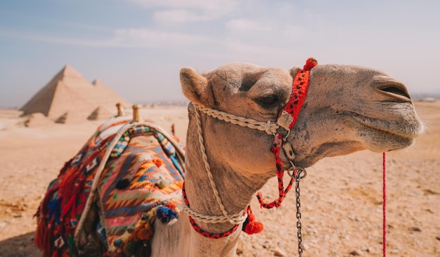 Camellos en el desierto de El Cairo