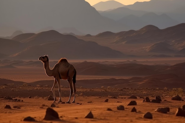 Camelo na paisagem do deserto generativa ai