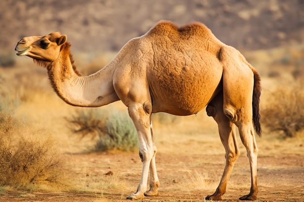 Camelo no deserto Eid ul adha conceito