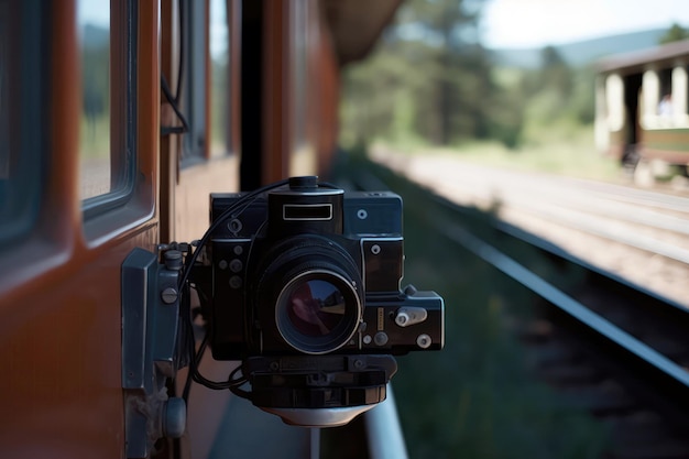 Câmera acoplada ao trem capturando o cenário de passagem IA generativa