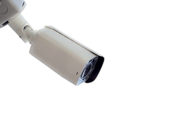 Câmera de CCTV em ângulo superior em fundo branco