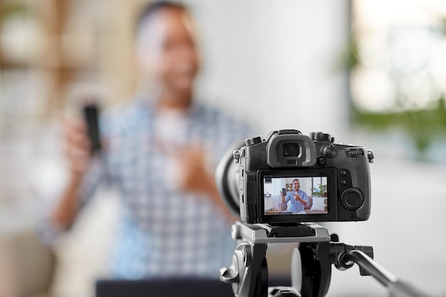 câmera de gravação de vídeo blog de smartphone