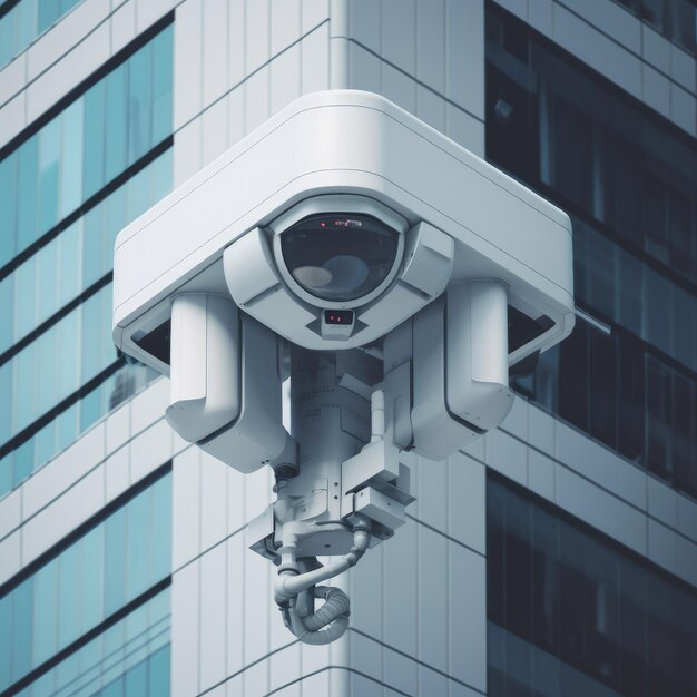 Câmera de segurança CCTV em edifícios moderados generativa ai