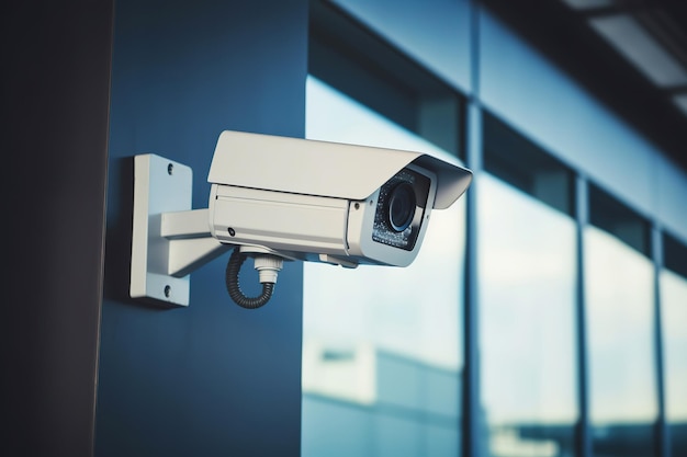 Câmera de segurança de vigilância na parede do edifício moderno CCTV na cidade