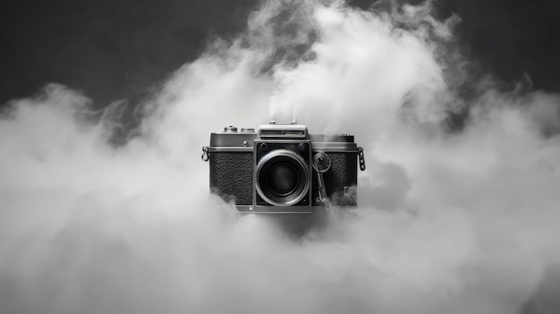 Câmera digital em nevoeiro preto e branco