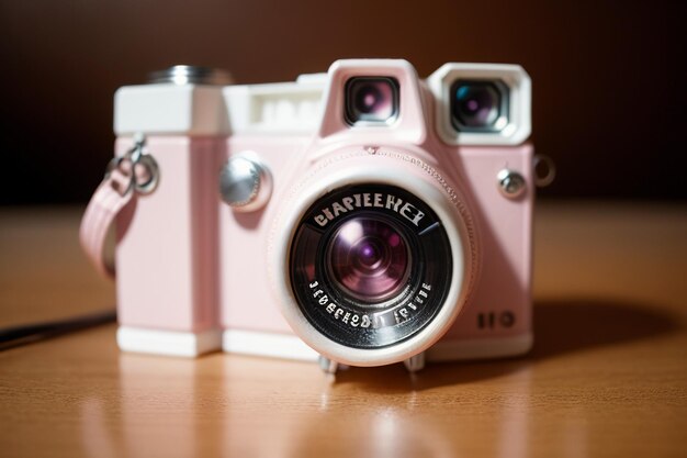 câmera slr rosa em cima da mesa bela senhora câmera equipamento papel de parede fundo