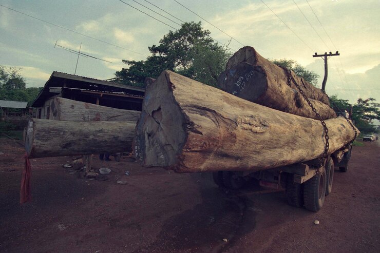 Foto camião abandonado na estrada por árvores contra o céu
