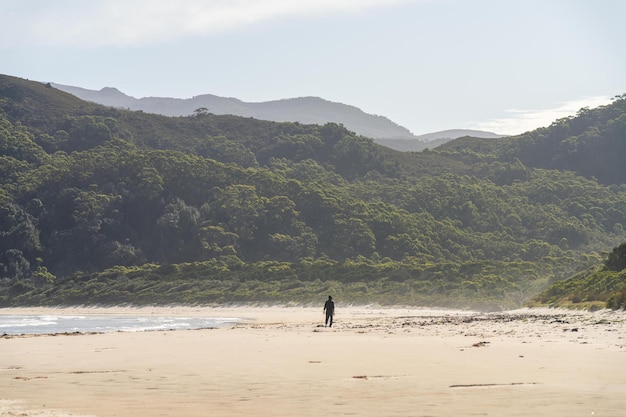 Caminando por la playa de Australia en el desierto