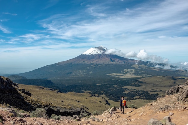 Caminante en Parque Nacional Iztaccíhuatl Popocatepetl