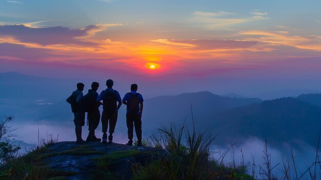 Caminata al amanecer con los mejores amigos