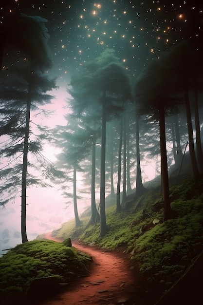 Caminata por el bosque en Cloudy Mood Fantasy Land