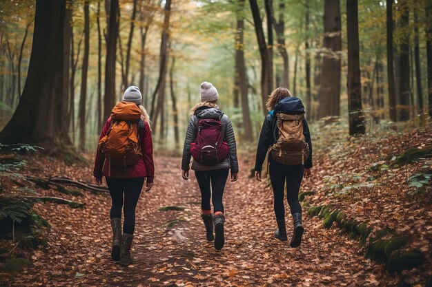 Caminata de Otoño con Mochilas Coloridas