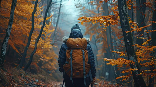 Caminata de otoño por senderos de montaña