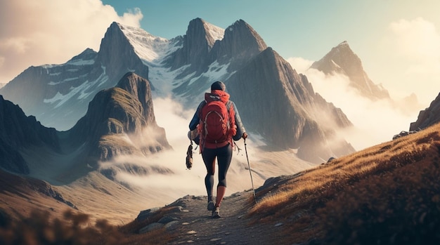 Caminhada aventureira em paisagens montanhosas majestosas