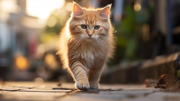 Caminhada de gato difusa para a frente