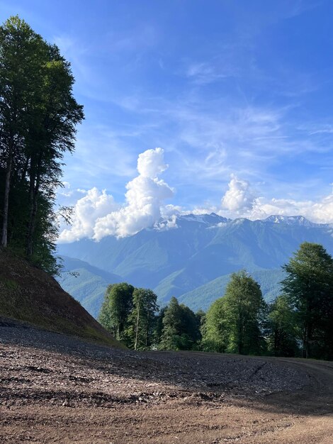 Caminhada de montanha num dia de verão ensolarado