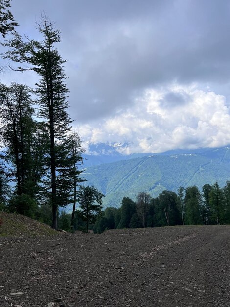 Foto caminhada de montanha num dia de verão ensolarado