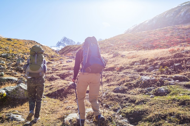 Caminhada nas montanhas Kackar no leste da Turquia, temporada de outono.