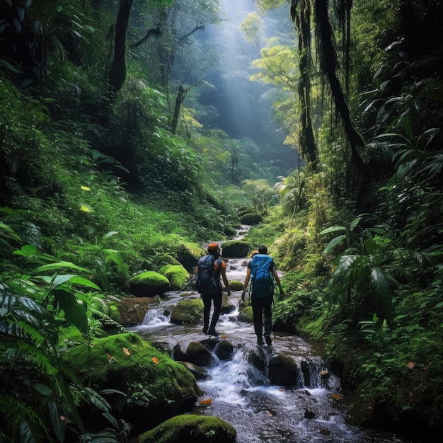 Caminhadas e trekking em uma floresta exuberante com cachoeiras