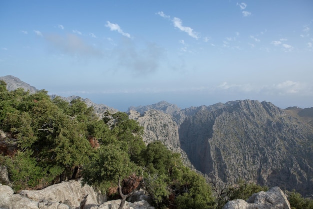 Caminhadas feriados Mallorca Espanha Bela imagem com paisagem de montanhas da Serra de Tramuntana