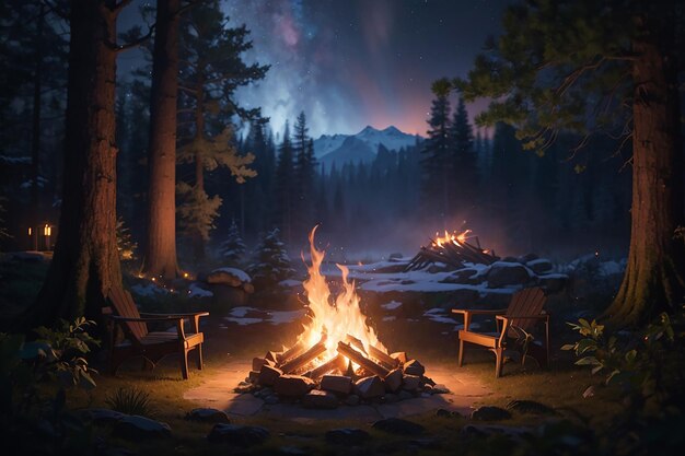 caminhantes sentados perto da fogueira caminhadas conceito de acampamento as pessoas passam o tempo à noite acampamento de verão na companhia de amigos da floresta