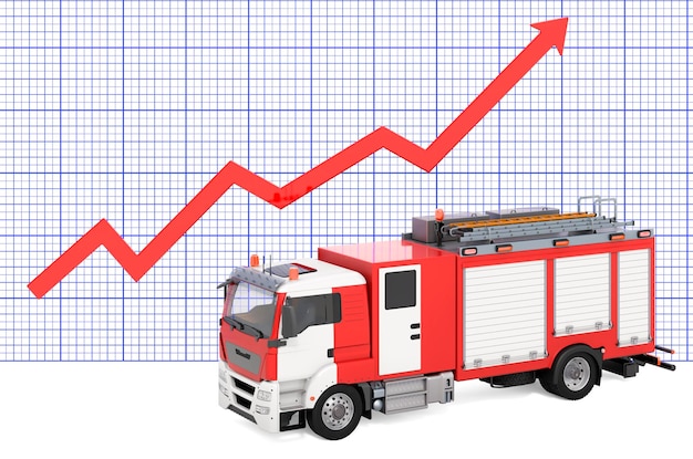 Caminhão de bombeiros com gráfico crescente renderização 3D