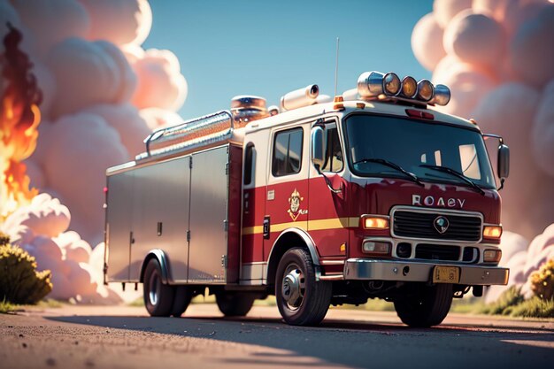 Foto caminhão de bombeiros vermelho controle de prevenção de incêndio desastre veículo especial papel de parede ilustração de fundo