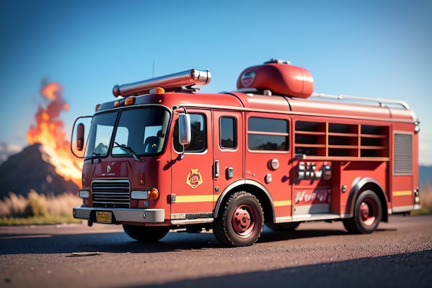 Caminhão de Bombeiros Vermelho Controle de Prevenção de Incêndio Desastre Veículo Especial Papel de Parede Ilustração de fundo