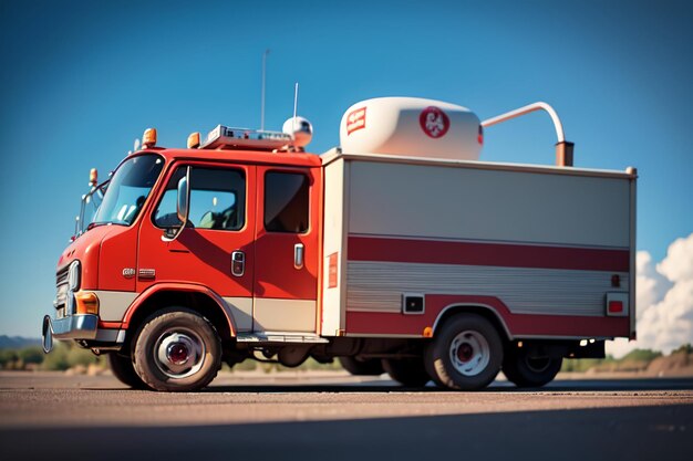 Caminhão de Bombeiros Vermelho Controle de Prevenção de Incêndio Desastre Veículo Especial Papel de Parede Ilustração de fundo