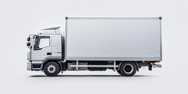 Caminhão de entrega com lado branco para publicidade IA gerativa