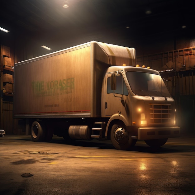 Caminhão de entrega totalmente carregado com o conceito de entrega de mercadorias Generative AI