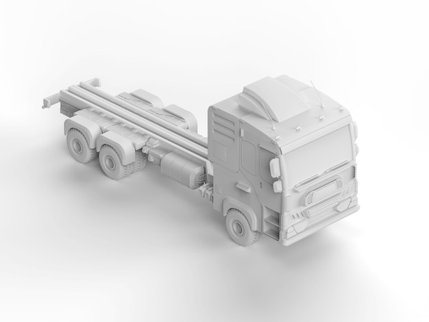 Caminhão de reboque logístico branco ou maquete de modelo de caminhão