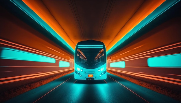 caminhão ônibus carro elétrico do futuro passeios na estrada no túnel Generative AI