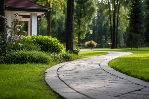 Caminho curvo em um parque sereno