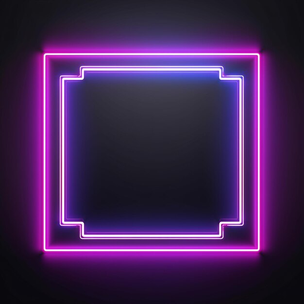 Foto caminho retangular neon iluminado exibido em uma renderização 3d de uma moldura abstrata de néon brilhante, preparando o cenário para um dinâmico show de laser em segundo plano na web