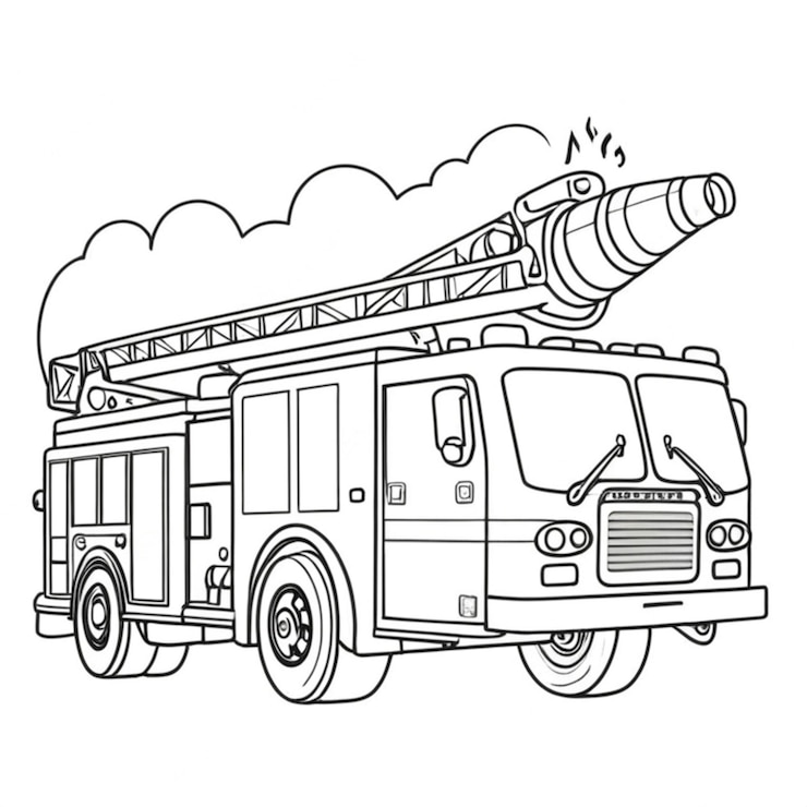 Foto caminhões de bombeiros linha fundo branco