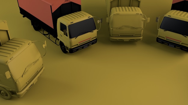 caminhões em um fundo amarelo