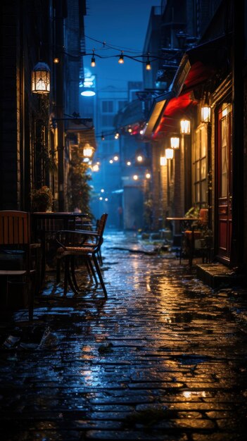 Foto caminhos atmosféricos e ruas secundárias à noite