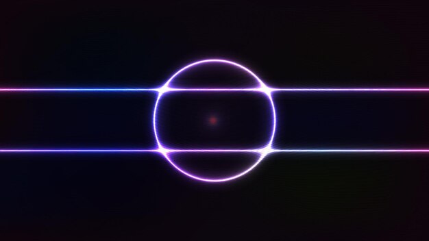 Camino abstracto fotográfico con círculo de luz de neón que refleja el tema de fondo de luces de neón
