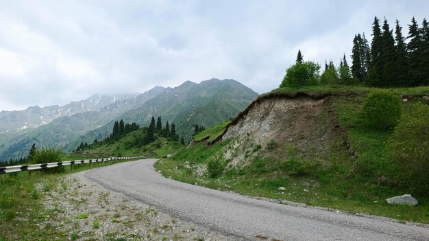 Foto camino en las altas montañas