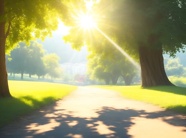 un camino con un árbol en el medio