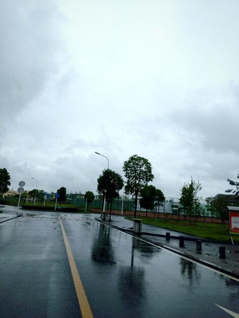 Foto camino por árboles contra el cielo en la ciudad