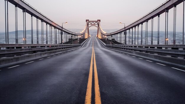 Camino de asfalto en el puente