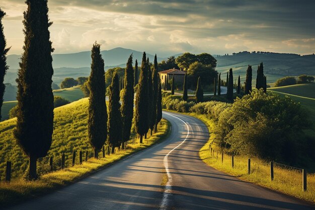 Foto camino de asfalto en la toscana