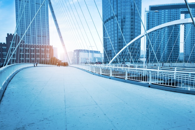 Camino de Binjiang, Puente Dagu, paisaje arquitectónico urbano en Tianjin, China